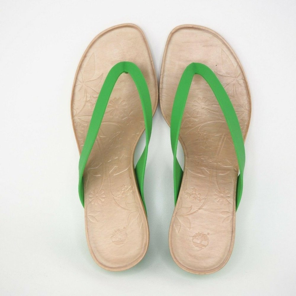 Timberland Flirtatious Thong Women Sandal Green Rubber Comfort Sz 8 - Picture 6 of 11